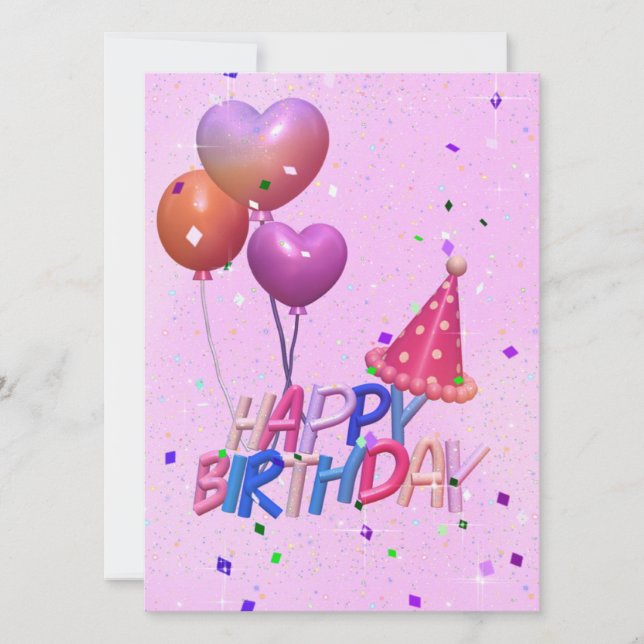 Rosa Ballon Geburtstag (Vorderseite)