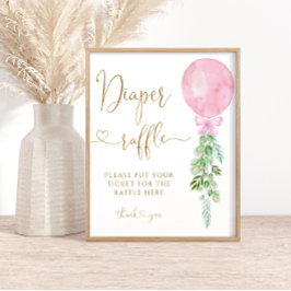 Rosa Ballon Girl Diaper Raffle Poster