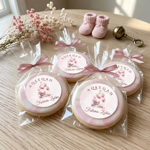 Rosa Ballon Kinderwagen Baby Mädchen Muslim Aqiqah Runder Aufkleber