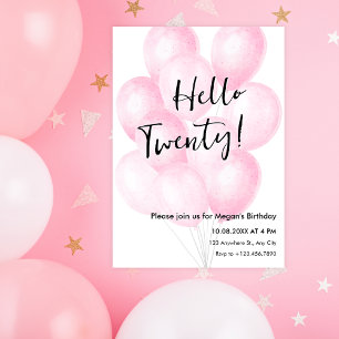 Rosa Ballon minimalistisch Geburtstag Einladung