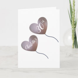 Rosa Ballon personalisiert 30. Geburtstagskarte Karte