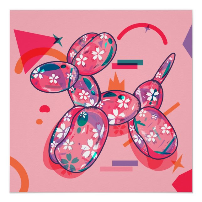 Rosa Ballonhund Poster (Vorderseite)