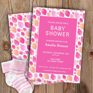 Rosa Ballonmuster Baby Mädchen Baby Shower Einladung
