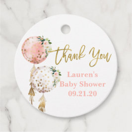 Rosa Ballons Babydusche Geschenkanhänger