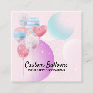 Rosa Ballons Event Party Dekorations Organisation Quadratische Visitenkarte