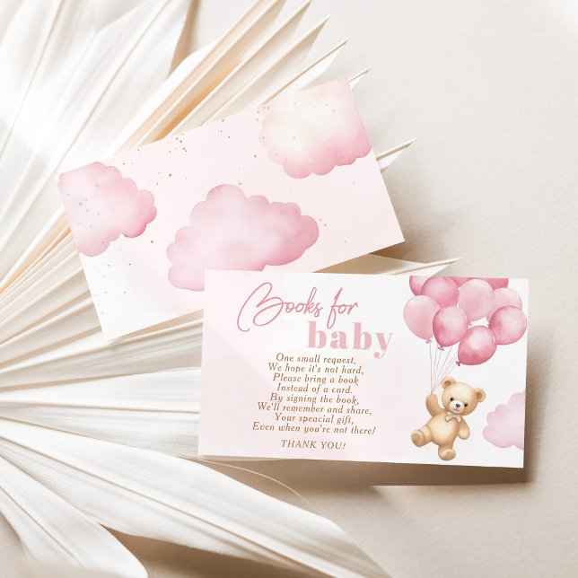 Rosa Ballons Teddy Bärenbücher für Babytickets Begleitkarte (Von Creator hochgeladen)