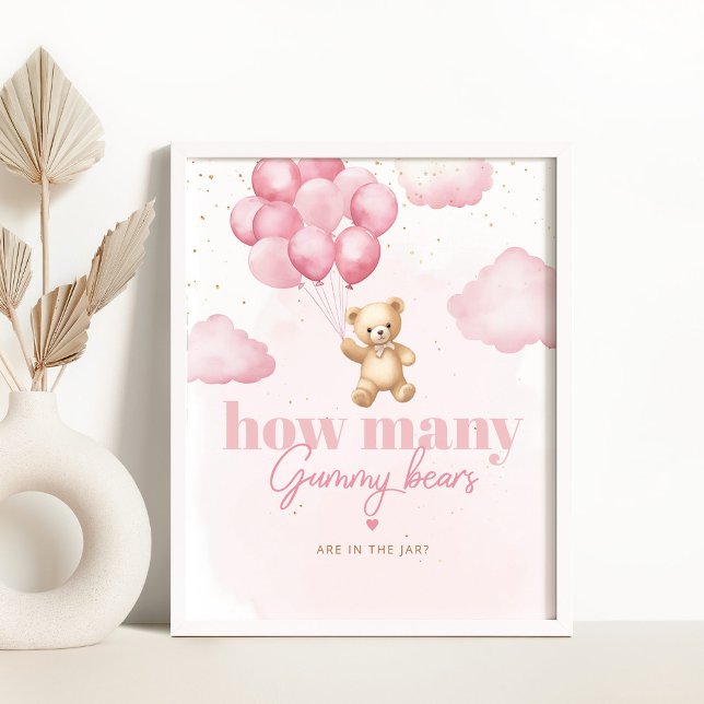 Rosa Ballons Wie viele Gummibären im Glas Poster (Von Creator hochgeladen)
