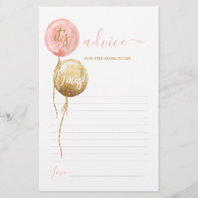 Rosa Ballons Zwillinge Ratschläge für die Mama als (Vorderseite)