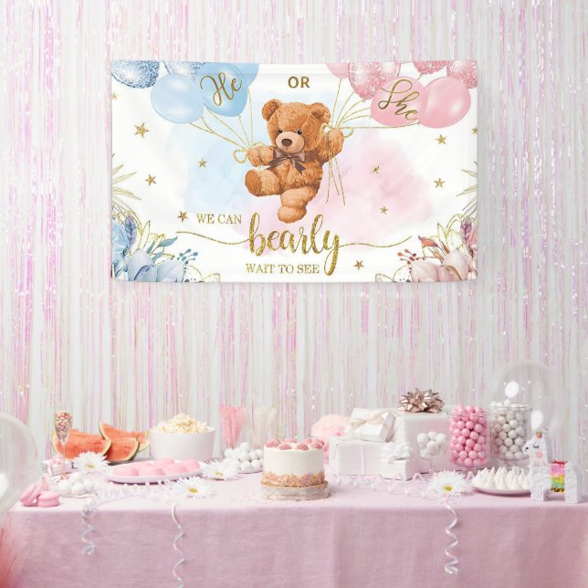 Rosa Ballons zwischen Geschlecht und Mädchen Banner (Party)