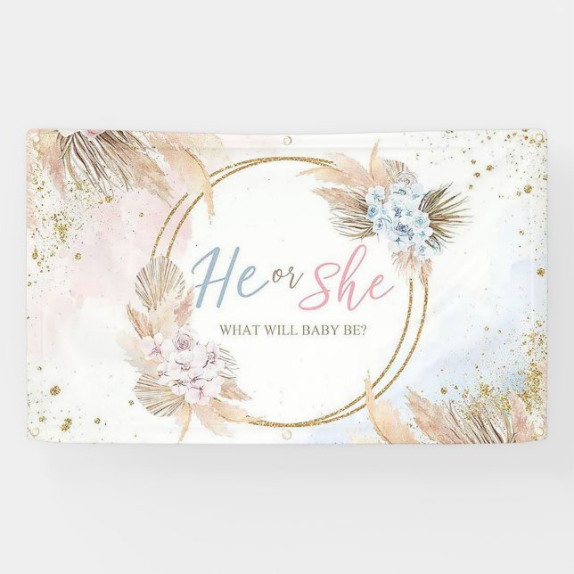 Rosa Ballons zwischen Geschlecht und Mädchen Banner (Horizontal)