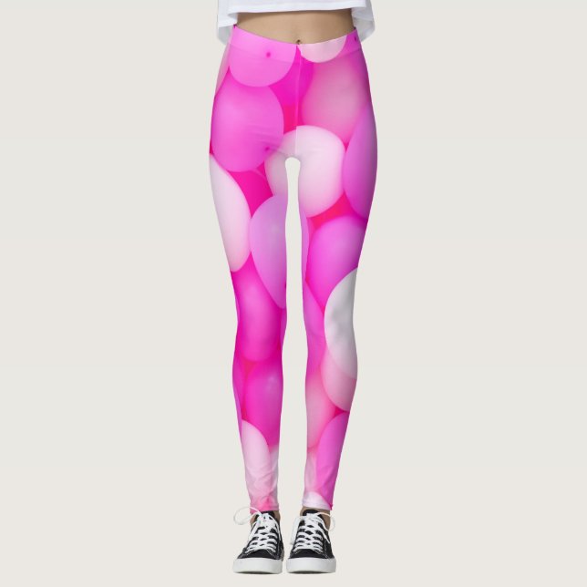 Rosa Balloons festes Hintergrunddesign. Leggings (Vorderseite)
