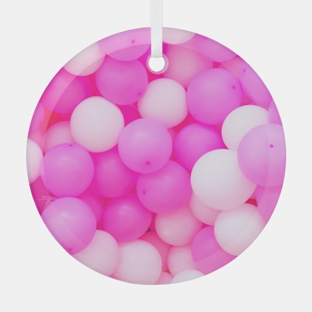 Rosa Balloons festes Hintergrunddesign. Ornament Aus Glas (Vorderseite)