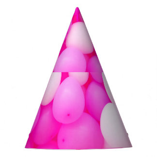 Rosa Balloons festes Hintergrunddesign. Partyhütchen