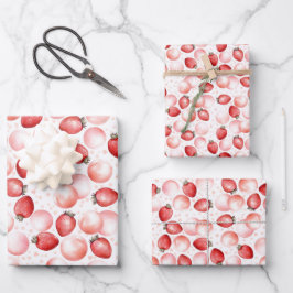 Rosa Balloons und Rote Erdbeeren Sweet Berry Geschenkpapier Set