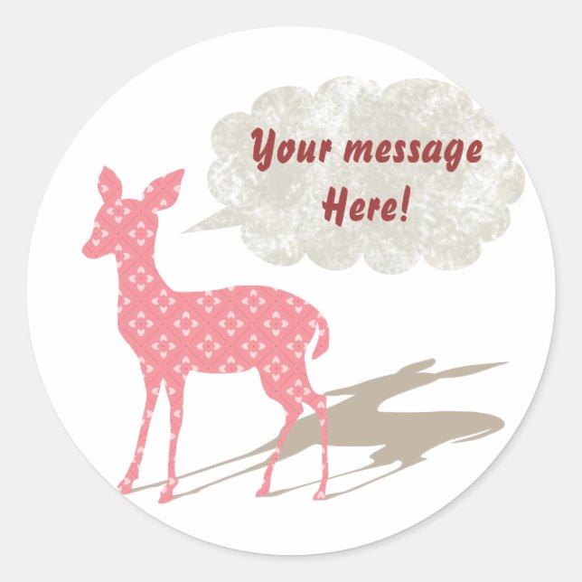 Rosa Bambi für alle Zwecke, kundenspezifischer Auf Runder Aufkleber (Vorderseite)