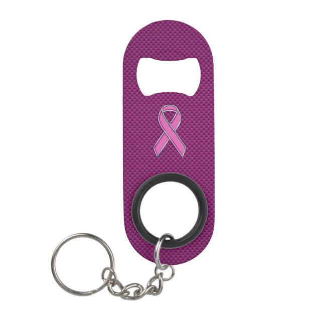 Rosa Band-Bewusstsein Fuchsia Carbon Fibre Mini Flaschenöffner (Vorderseite)