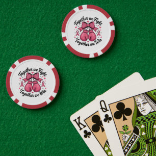 Rosa Band Boxhandschuhe Brustkrebsbewusstsein Pokerchips