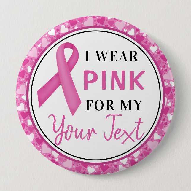 Rosa Band Brustkrebs-Bewusstseins-Design Button (Vorderseite)