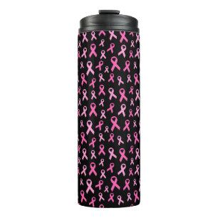 Rosa Band Brustkrebs-Bewusstseinsmuster Thermosbecher