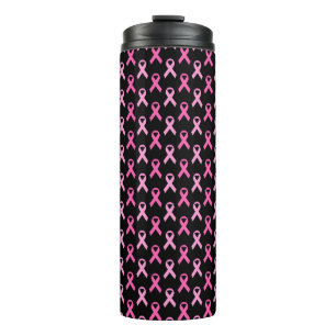 Rosa Band Brustkrebs-Bewusstseinsmuster Thermosbecher