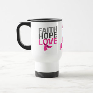 Rosa Band Brustkrebs Hoffnung Glaube Liebe Reisebecher