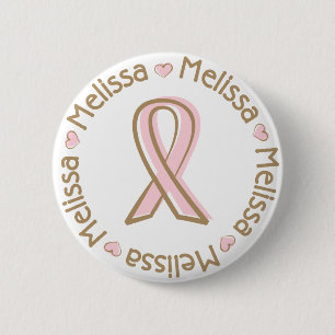 Rosa Band-Brustkrebs-Name Melissa Button