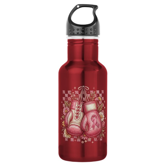 Rosa Band Brustkrebsbewusstsein  Edelstahlflasche (Vorderseite)