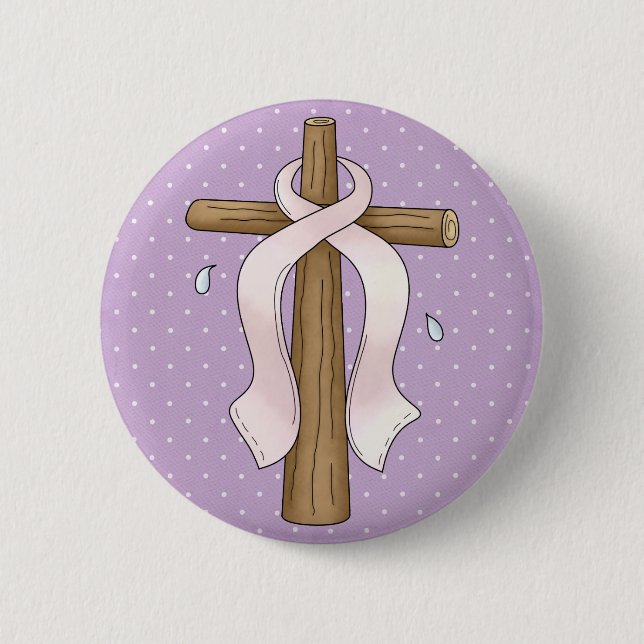 Rosa Band-christlicher Querentwurf Button (Vorderseite)