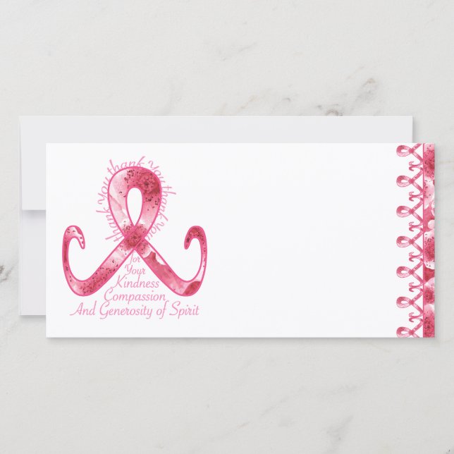 Rosa Band danken Ihnen Dankeskarte (Vorderseite)