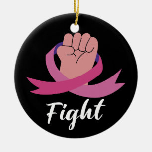 Rosa Band Frauen Krebsbewusstsein Brustkrebs  Keramik Ornament