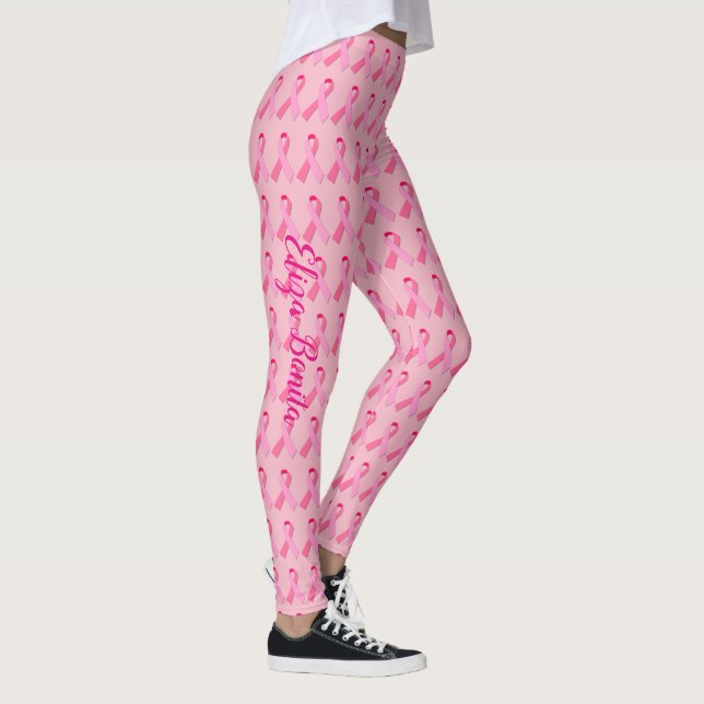 Rosa Band für Brustkrebs-Bewusstsein Leggings (Rechts)