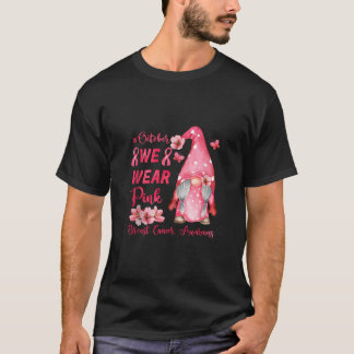 Rosa Band Gnom Brustkrebs-Bewusstsein Unterstützun T-Shirt