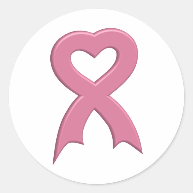 Rosa-Band-Herz-3D-Aufkleber Runder Aufkleber (Vorderseite)
