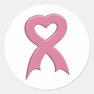 Rosa-Band-Herz-3D-Aufkleber Runder Aufkleber