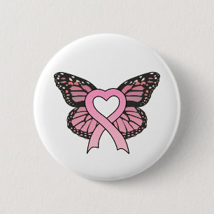 Rosa Band-Herz-Schmetterlings-Knopf Button