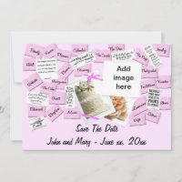 Rosa Band, Hochzeitstorte Save the Date Postkarte
