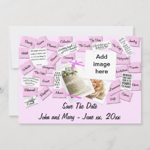 Rosa Band, Hochzeitstorte Save the Date Postkarte