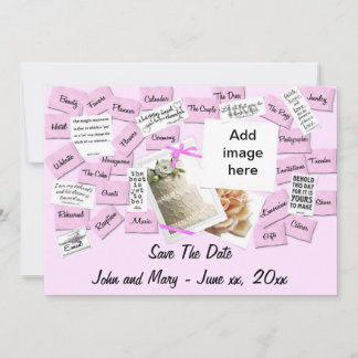 Rosa Band, Hochzeitstorte Save the Date Postkarte