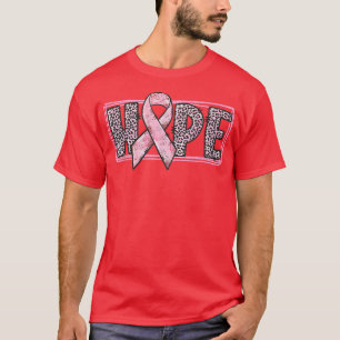 Rosa Band mit Leopard Print Hope Breast Cancer T-Shirt