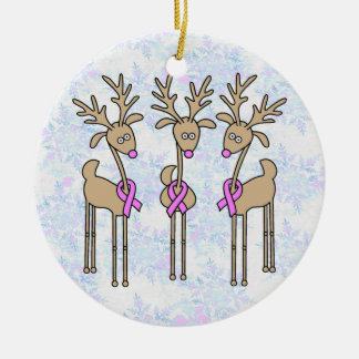 Rosa Band-Ren - Brustkrebs Keramik Ornament