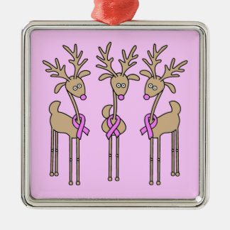 Rosa Band-Ren - Brustkrebs Silbernes Ornament