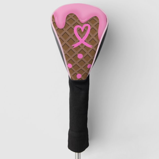 Rosa Band über Waffelbrust  Golf Headcover (Vorderseite)