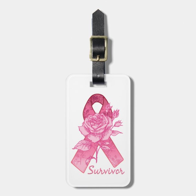 Rosa Band-Überlebend-Rosen-Gepäck-Umbau Gepäckanhänger (Vorderseite vertikal)