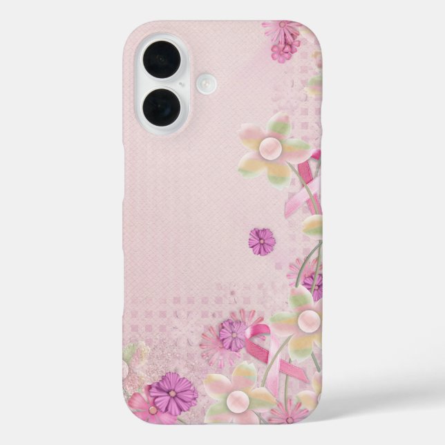 Rosa Band und Blumen Case-Mate iPhone Hülle (Rückseite)