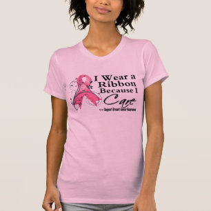 Rosa Band, weil ich mich interessiere - Brustkrebs T-Shirt