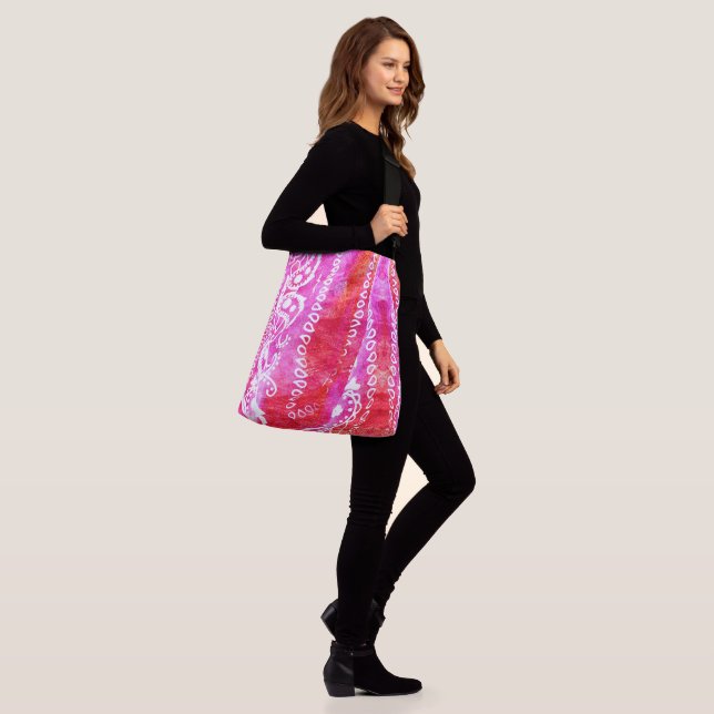 Rosa Bandana Big Bag Tragetaschen Mit Langen Trägern (Am Model)