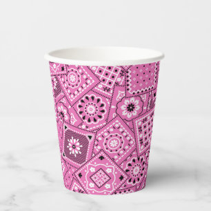 Rosa Bandanna Print Pappbecher