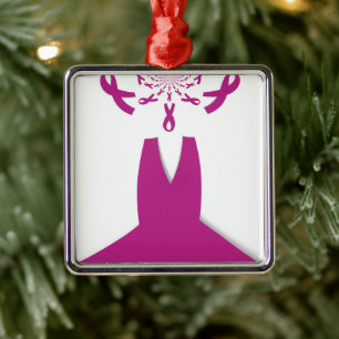 Rosa Bänder Brustkrebs-Bewusstseins-Kunstposter Silbernes Ornament