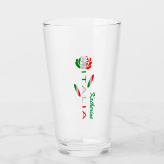 Rosa Bandiera Italiana con Italiana Personalisiert Glas