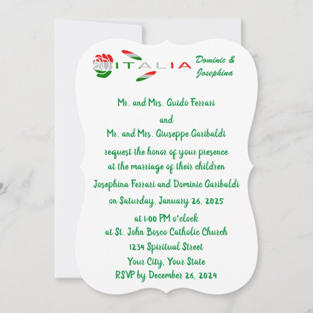 Rosa bandiera italiana einladung (Vorderseite)
